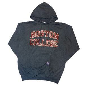 Boston College Sweatshirt Hoodie Adult Small Gray Drawstring Pullover Champion